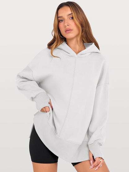ANRABESS Womens Oversized Hoodies Long Sleeve Fleece Side Slit Hooded Sweatshirts Pullover 2026 Fall Outfits Y2K Clothes