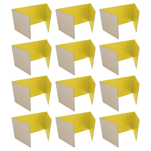 Flipside Products 18”x 48” Yellow Study Carrel, Privacy Boards, Student Privacy and Focus Booth for The Classroom, Desk Divider Cubby for Tests, Made in USA - 12 Pack