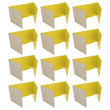 Flipside Products 18”x 48” Yellow Study Carrel, Privacy Boards, Student Privacy and Focus Booth for The Classroom, Desk Divider Cubby for Tests, Made in USA - 12 Pack