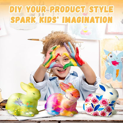 Paint Your Own Bunny Lamp Kit, Arts and Crafts for Kids Ages 8-12, Art Supplies Painting kit for Kids 6-12, Bunny Crafts Night Light, Birthday Easter Party Holiday Gift for Girls Boys Ages 3 4 5 6 7+