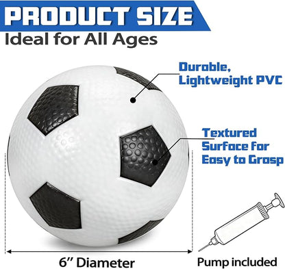 Hymaz 6 Inch Mini Soccer Balls for Kids Toddler, 6 Pack Inflatable Mini Balls with Pump, Small Soccer Ball Easter Birthday Gifts for Boys Girls Indoor Outdoor Sports Games Backyard Party Supplies