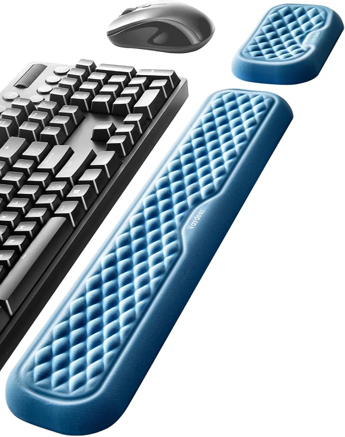 Vaydeer Wrist Rest for Keyboard and Mouse, Computer Ergonomic Wrist Support Pad, Soft Memory Foam Arm Cushion for Desk, Palm Hand Office Laptop Typing-Ocean Blue