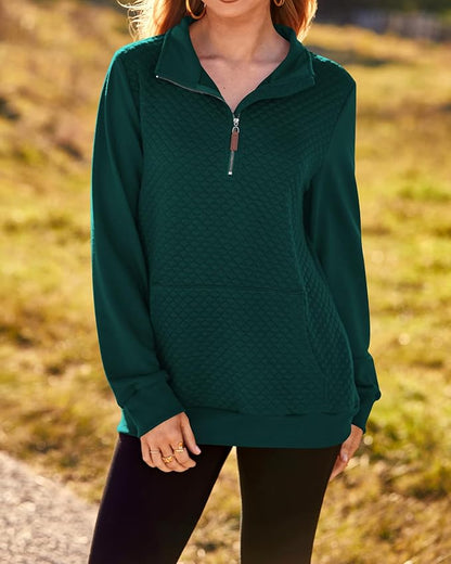 BTFBM Women Fashion Quilted Pattern Lightweight Zipper Long Sleeve Plain Casual Ladies Sweatshirts Pullovers Shirts Tops
