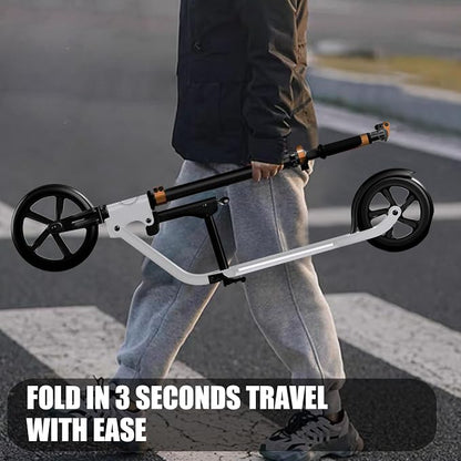 Adult Scooter with Big Wheels | Adjustable Height, Foldable Aluminum Frame | Smooth Ride for Urban Commuting and Outdoor Fun | Suitable for Teens 8-12 | 220 lbs Weight Limit