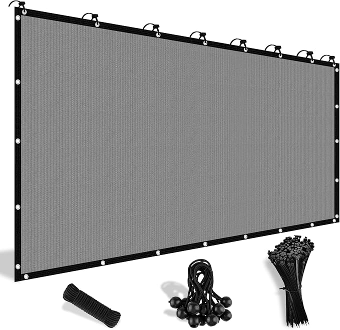 Shade&Beyond 90% Sun Shade Cloth with Grommets, 12' X 12' Pergola Shade Cover Canopy, Mesh Tarp Sun Screens for Patio, Outdoor, Garden, Backyard, Light Gray