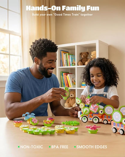 LIGHTDESIRE Toddler Toys Montessori Musical Train Set Gear Building Toys | Creative STEM Toys for 3-6 Years,Electric Rotating Gear Learning Toys with Lights,Birthday Gifts for Toddler Boy Girl,Deluxe
