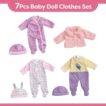 BABESIDE Alive Baby Doll Clothes for 8-12 Inch Dolls, 3 Set Doll Clothes Outfits, Baby Doll Accessories Romper Suit, Coat and Hat for Baby Dolls,Easter Pretend Play Accessories for Kids 3+