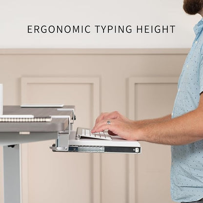 VIVO Small Keyboard Tray, Under Desk Pull Out with Extra Sturdy C Clamp Mount System, 20 (26 Including Clamps) x 11 inch Slide-Out Computer Platform Drawer, White, MOUNT-KB05ES-W | Keyboard Tray for Typing, Slide Out Platform, Extra Sturdy C-Clamp Moun...