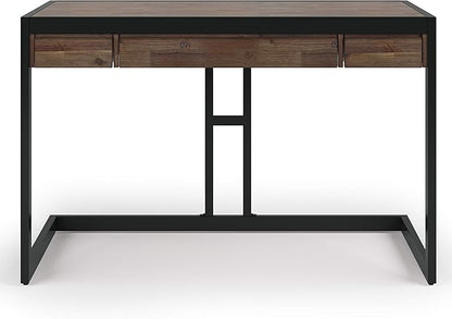 SIMPLIHOME Erina SOLID WOOD and Metal Modern Industrial 48 inch Wide Home Office Desk, Writing Table, Workstation, Study Table Furniture in Rustic Natural Aged Brown with 2 Drawers