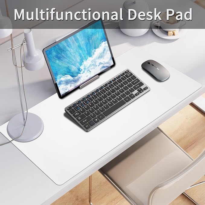 Bloss White Desk Mat, Mouse Pad, Waterproof Leather Desk Pad, Desk Matt for Desktop, Non-Slip Ccomputer Desk Protecor Mat for Office/Home/Decor(27.6 x 13.8 Inches)