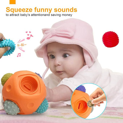 Balls for Toddlers 1-3 Baby Sensory Toys, Montessori Toys for Babies 6-12 Months Baby Toys, Sensory Ball BPA Free Teething Gift Toddler Balls Bath Toys with Bright Color Multi Textured