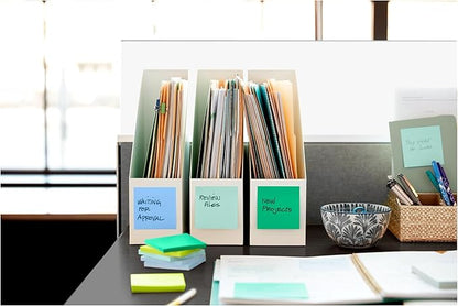 Post-it 100% Recycled Super Sticky Notes, 3 x 3 in, Pastels, 12 Pads | School Supplies and Office Products, 2X the Sticking Power