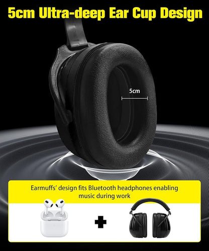 ZOHAN 012 Noise Reduction Earmuffs 2 Packs for Hearing Protection, NRR 28dB Adjustable Safety Ear Muffs for Mowing, Autism