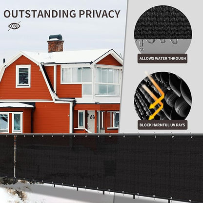 LOVE STORY Custom Size 2'6''x26' Black Balcony Privacy Screen,UV Block Privacy Fence Screen,90% Shield for Outdoor Pool Garden Apartment Railing