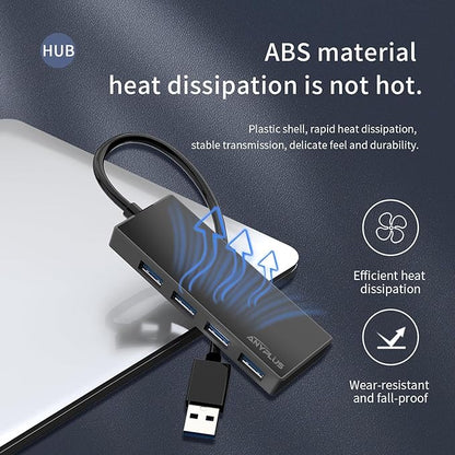 USB 3.0 Hub, 4 Port USB Hub Splitter,Portable USB Adapter Mini Multiport Expander for Desktop, Laptop, Xbox, Flash Drive, HDD, Console, Printer, PC, Keyboards, HP, Dell