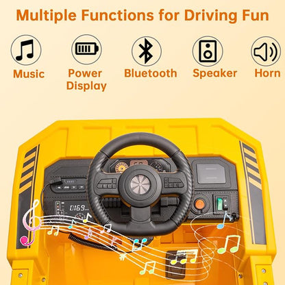 12V Ride On Dump Truck Kids Ride On Car for Kids, Battery Powered Electric Car with Remote Control, Electric Dump Bed, Wear-Resistant Tires, 4 Wheels Tractor Ride On Toys, Yellow