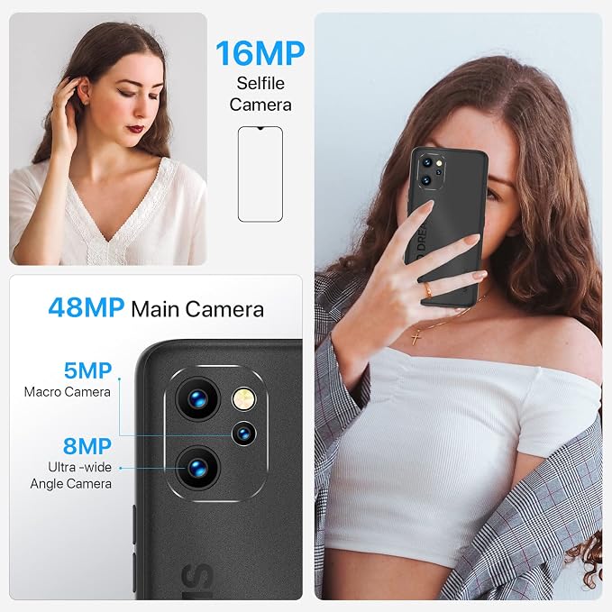 UMIDIGI Power 7 MAX Unlocked Cell Phone,6GB+128GB 10000mAh Battery,6.7" Full Screen + 48MP AI Triple Camera Android Smartphone,NFC,GPS,Face & Fingerprint,BLE 5.0, WiFi 2.4GHz/5GHz,Warranty,Black