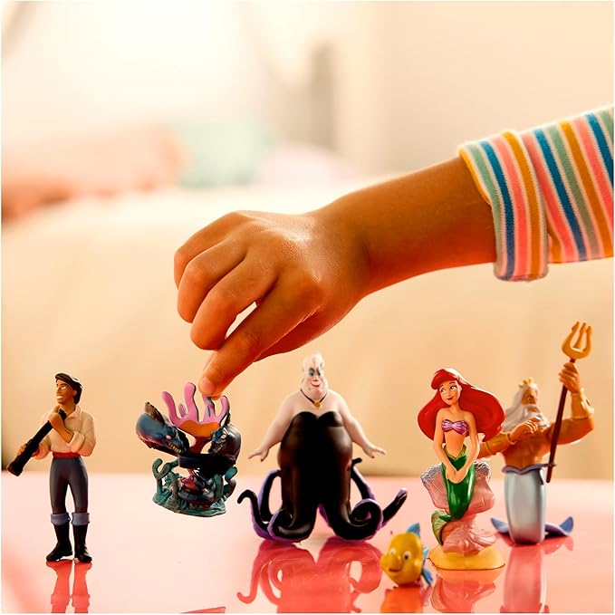 Disney Store Official The Little Mermaid Figure Set – 8 Fully Sculpted Disney Figures Including Ariel, Prince Eric, Ursula & More in Double-Tiered Box with Scenic Backgrounds
