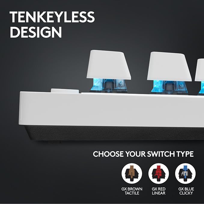 Logitech G PRO X TKL Lightspeed Wireless Gaming Keyboard (Tactile) - White | Lightspeed wireless, Ultra-Portable Tenkeyless Design, LIGHTSYNC RGB, PBT keycaps, Tactile Switches