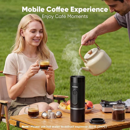 Portable Espresso Machine for Travel, Mini Coffee Maker Works with Capsules & Ground Coffee, USB-C Rechargeable for Outdoor Camping Car RV Business Trips