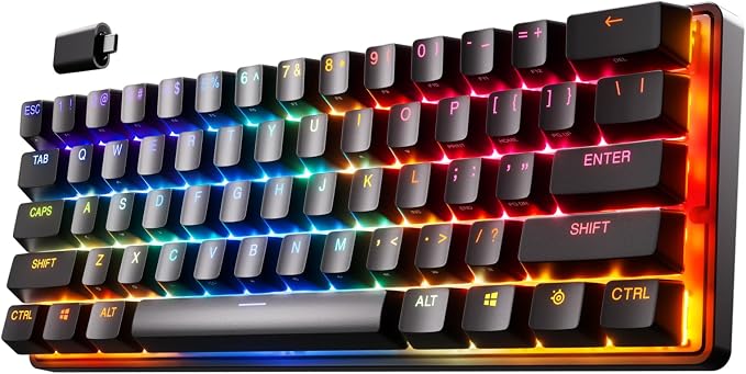 SteelSeries Apex Pro Mini Wireless Keyboard - 60% Design - OmniPoint 2.0 - Quantum 2.0 Wireless - Double Shot PBT Keycaps - Black