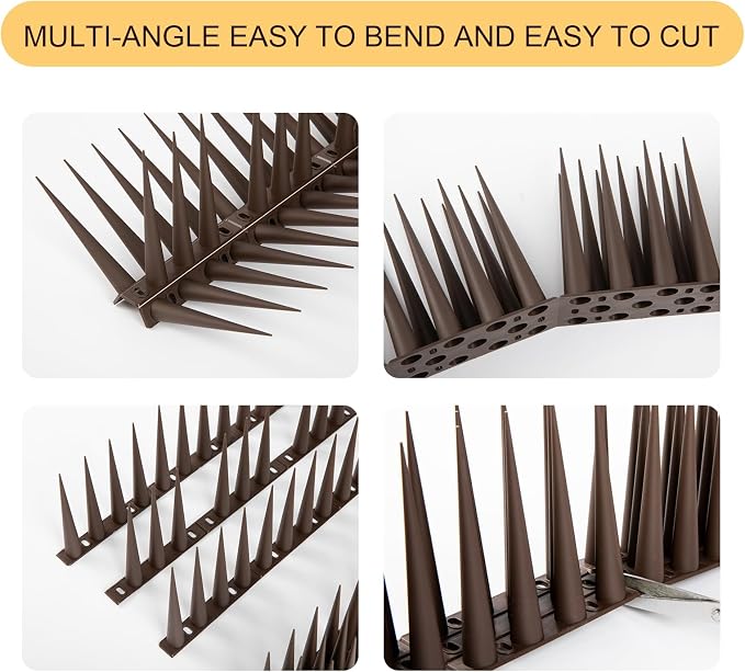 OFFO Bird Spikes Pigeon Outdoor Spikes for Cat Keep Birds Raccoon Woodpecker Away Covers 4 Feet(1.2m), Brown
