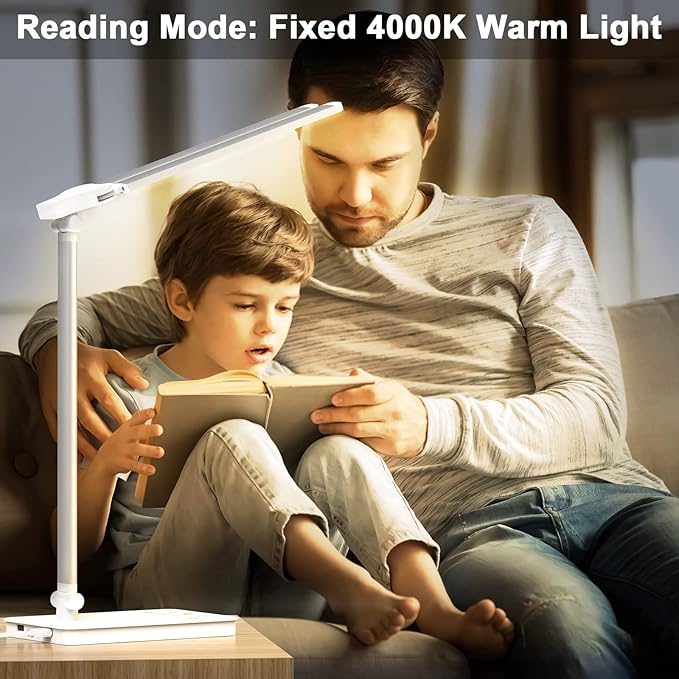 Bright LED Desk Lamp for Home Office - Dual Swing Arm Eye-Caring Architect Task Lamp, Adjustable Foldable Table Lamp, Dimmable Touch Control Desktop Lamp 5 Lighting Modes for Work/Study
