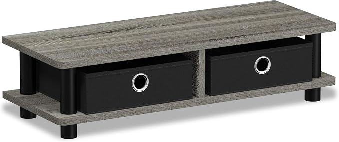 FURINNO Turn-N-Tube Monitor Stand, French Oak Grey/Black