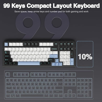 AULA F99 Wireless Mechanical Keyboard,Tri-Mode BT5.0/2.4GHz/USB-C Hot Swappable Custom Keyboard,Pre-lubed Linear Switches,RGB Backlit Gaming Keyboards for PC/Tablet/Xbox/PS4/PS5