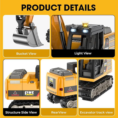 Remote Control Excavator Toy,1:64 mini RC Construction Vehicle Toys, STEM Tools for Learning Programming for Boys 3 4 5 6 7 8-12 Year Old Kids Christmas Birthday Gift (mini Excavator)