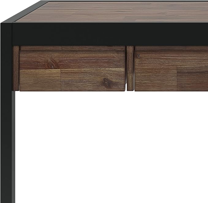 SIMPLIHOME Erina SOLID WOOD and Metal Modern Industrial 48 inch Wide Home Office Desk, Writing Table, Workstation, Study Table Furniture in Rustic Natural Aged Brown with 2 Drawers