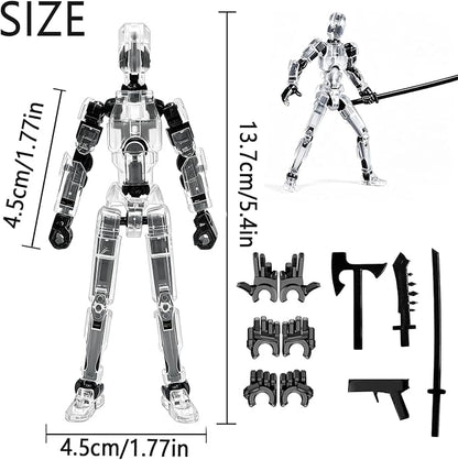 DANONI Titan13 Action Figure, Lucky Robot 13 Action Figures, 3D Printed Multi-Jointed Movable Action Figure, Dummy Robot 13 Figures Toy for Desktop Decorations Game Gifts (Transparency)