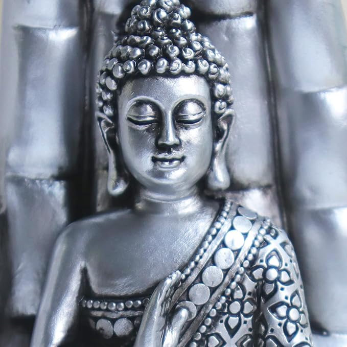 Pigort Buddha Statue Home and Garden Zen Lotus Decorative Sculpture Praying Collectibles Figurines,Home Decoration for Self 9.1 in, Resin