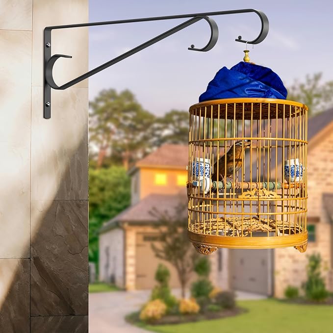 Plant Hangers Outdoor (2 Pack-15.5 Inch Black) Plant Hooks Heavy Duty Iron Plant Hanger Hook for Wall, Hanging Plant Bracket for Planters, Bird Feeders, Lanterns, Wind Chimes, Outdoor