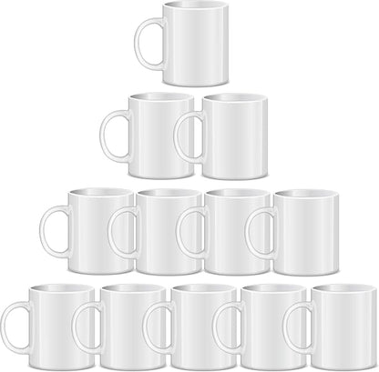 RAINBOWTIE Sublimation Mugs Blank, 12PCS White Coated Ceramic Coffee Cup | White Coated Ceramic Cup for party,casual dringking water,juice,milk,latte