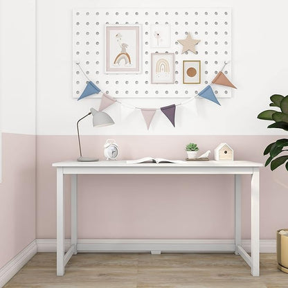 Max & Lily Solid Wood Desk, 55 Inches, White