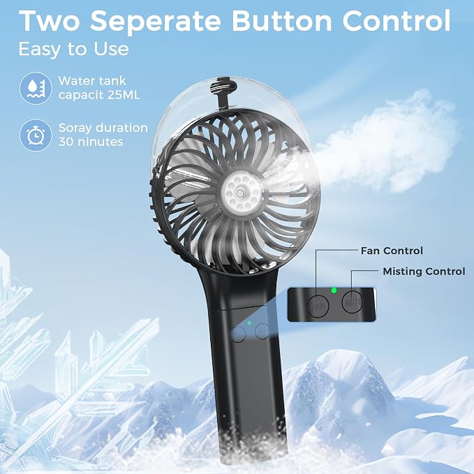 PANERGY Portable Misting Fan with Water Sprayer, Mothers Day Gifts for Mom, Birthday Gifts for Girls Women Men, Mini Handheld Fan Essentials for Travel Beach Camping Cruise, 2026 New