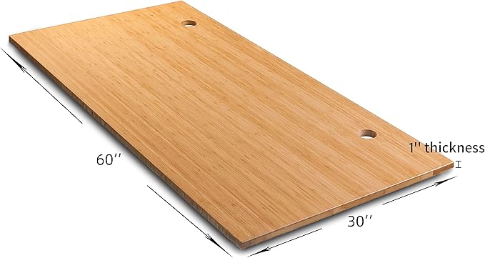 VWINDESK 60 x 30 x 1 Inch 100% Solid Bamboo Desk Table Top Only,for Standing Desk Home Office Desk with 60mm grommets(Right Angle)