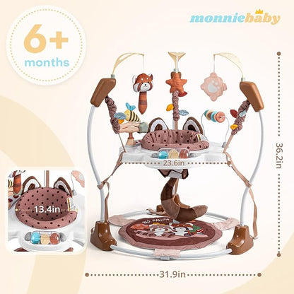 Baby Activity Center, Baby Jumper Activity Center with Music, Interactive Toys, 360° Rotating Seat, 3 Adjustable Heights, Infant Activity Jumper for 6+ Months (Red Panda)