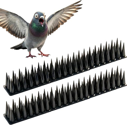 Bird & Animal Deterrent Spikes, 20 Packs Outdoor Plastic Spike Strips for Roof, Ledges, Fence, Walls & Railing, Humane Squirrel, Raccoon & Pigeon Barrier, 20 FT Coverage, Black