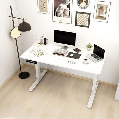Dual Motor Electric Desk Frame- Standing Desk Legs, Ergonomic Height Adjustable Desk Frame, Sit Stand Desk Frame, Heavy Duty 330 lb Load Capacity (White Frame Only)
