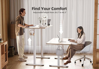 YDN 48 x 24 Inch Nature Electric Standing Desk | Adjustable Height, Sit Stand, Cable Management, Ergonomic, Home Office