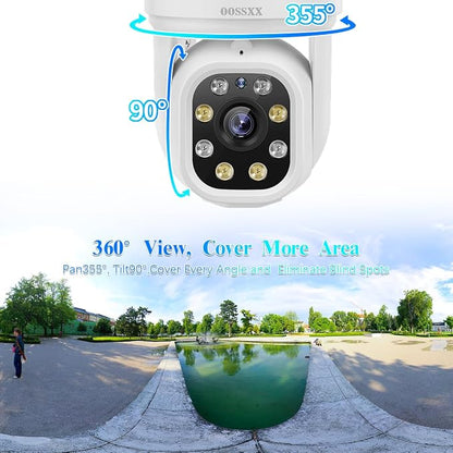 (2026 Update 120 Day Storage) 5MP PT Wireless Security Camera System with AI Human Tracking, Dual-Band 2.4G&5G WiFi, 130° Wide Angle, 2-Way Audio, No Monthly Fee, Outdoor Home Security Kit