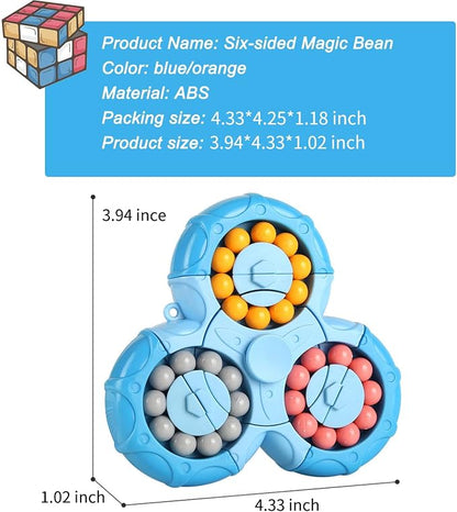 SUOXU Magic Bean Rotating Brain Teaser Finger Puzzle Toy,Boys Girl Handheld Spinner Stress Anxiety Relief Ball Game Sensory Toys, Gift for Kids Ages 3Above Easter Christmas Birthday New Year (Blue)