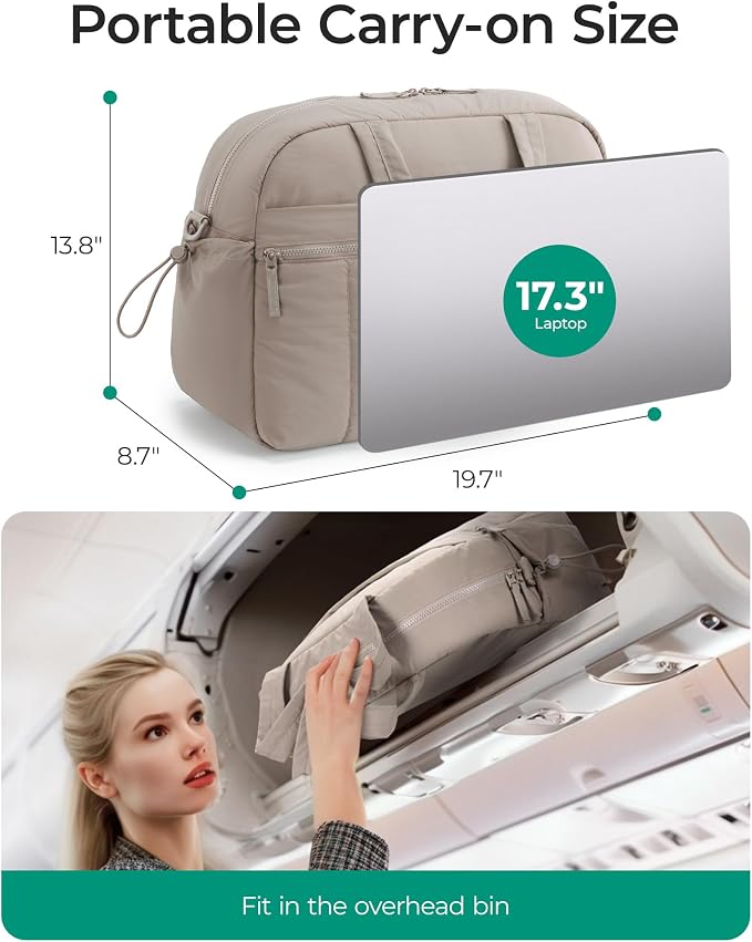 BAGSMART Duffle Bag for Travel, Gym Bag for Women, Weekender Carry on Bag | PVC Wet Pocket, Airline Approved Personal Carry-on Size, Fits Under-seat, One Bag for Gym, Travel, Hospital, Overnight