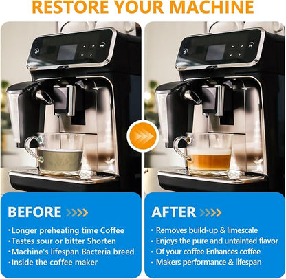 4 Pack Coffee Machine Descaler Descaling Solution -16 Uses,Descaling Solution for Descaling Solution for Keurig, Nespresso, Delonghi,Espresso Machines