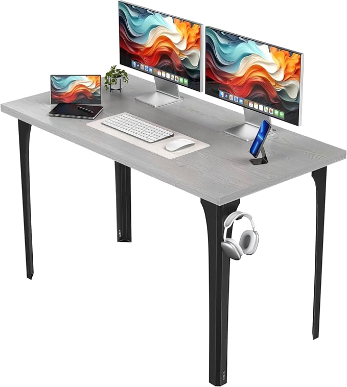Home Office Computer Desk 47.2x23.6 inch gaming Desk, Modern and Minimalist home office desk, Home Office Desks, Study Desk, Craft table Black Metal Designed Frame, White Board color.