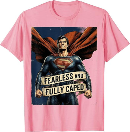 Fearless and Fully Caped Superhero Design T-Shirt
