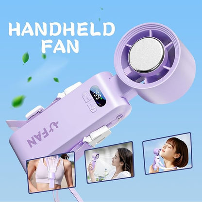 Handheld Fan, Portable Handheld Fan with Ice Function, mini personal fan, Turbo Powerful Rechargeable Fans,1-199 Speed, Foldable, for Women Men Outdoor Indoor travel essentials(Purple)