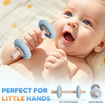Teething Toys with Rattles for Babies 3-6 6-12 Months, Food Grade Silicone Sensory Teether Straws Sticks, Infants Newborn Tubes Chew Toys for Teething Relief and Sucking Needs